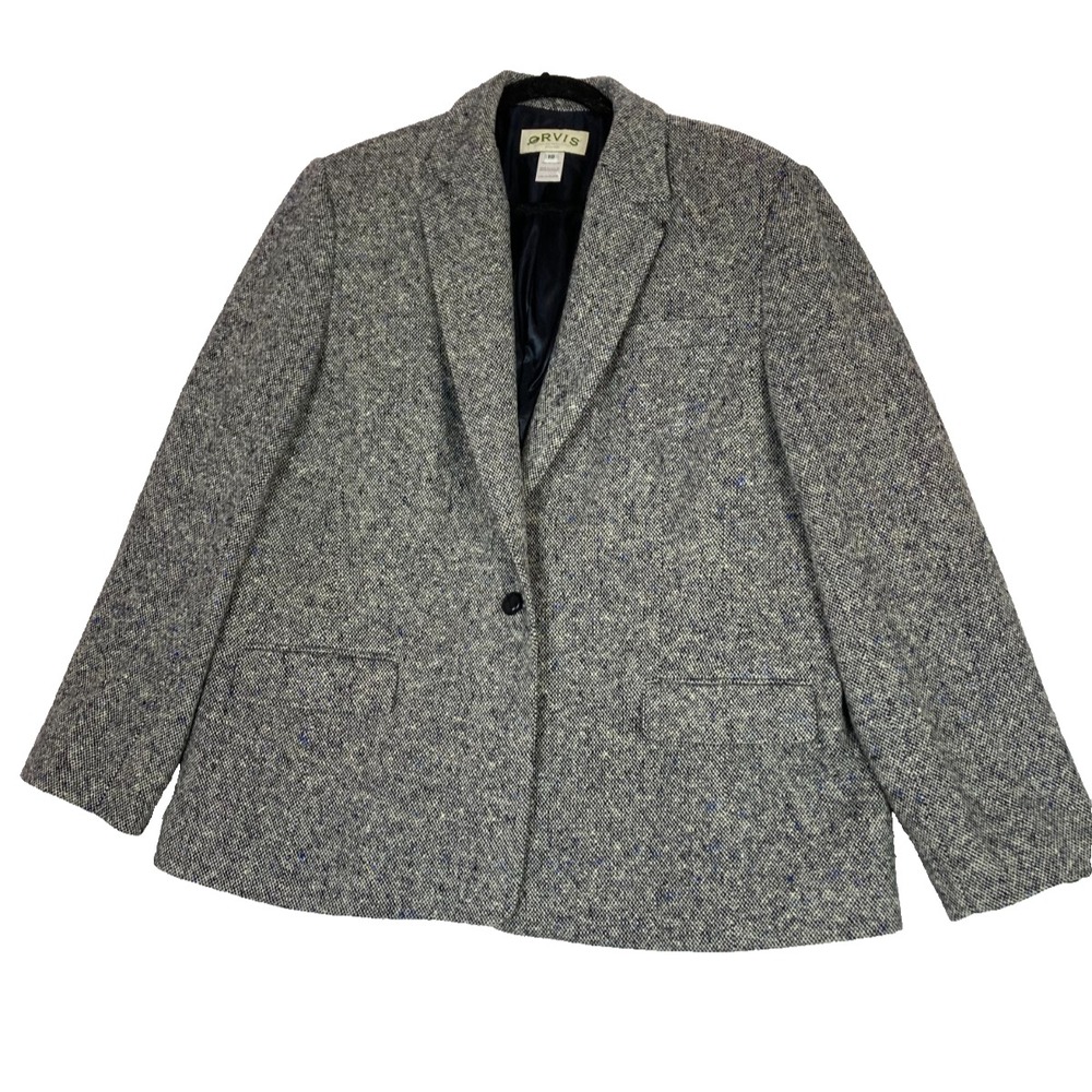 Orvis Women's Blazer Brown Tweed Size 18 Vtg US Made Business Academia Preppy